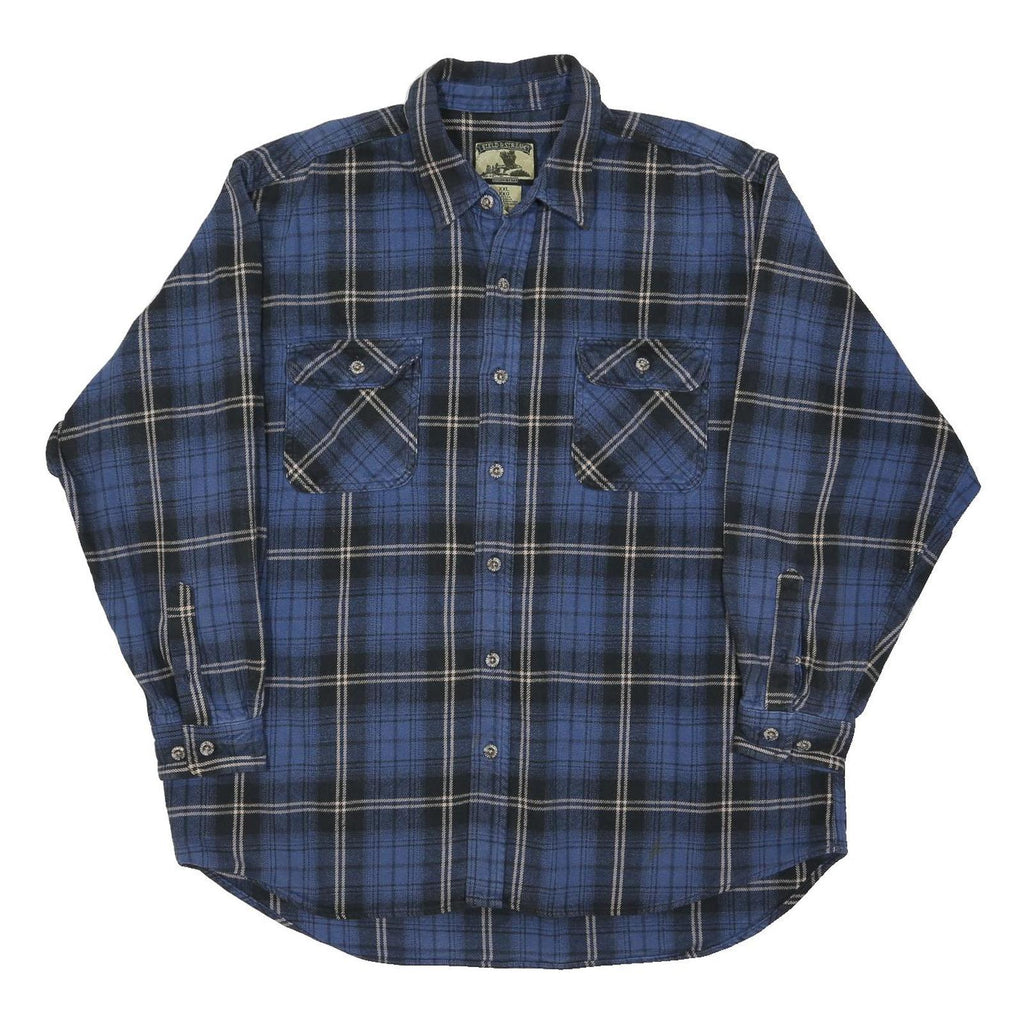 FIELD & STREAM Mens Blue & Black Check Shirt 2XL Cotton Blend Casual Long Sleeve
