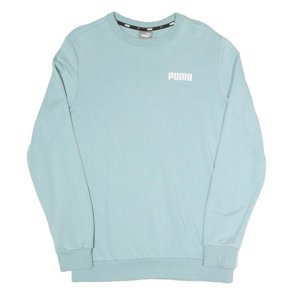 PUMA Mens Blue Crew Neck S Cotton Blend Sweatshirt Pullover Casual Wear
