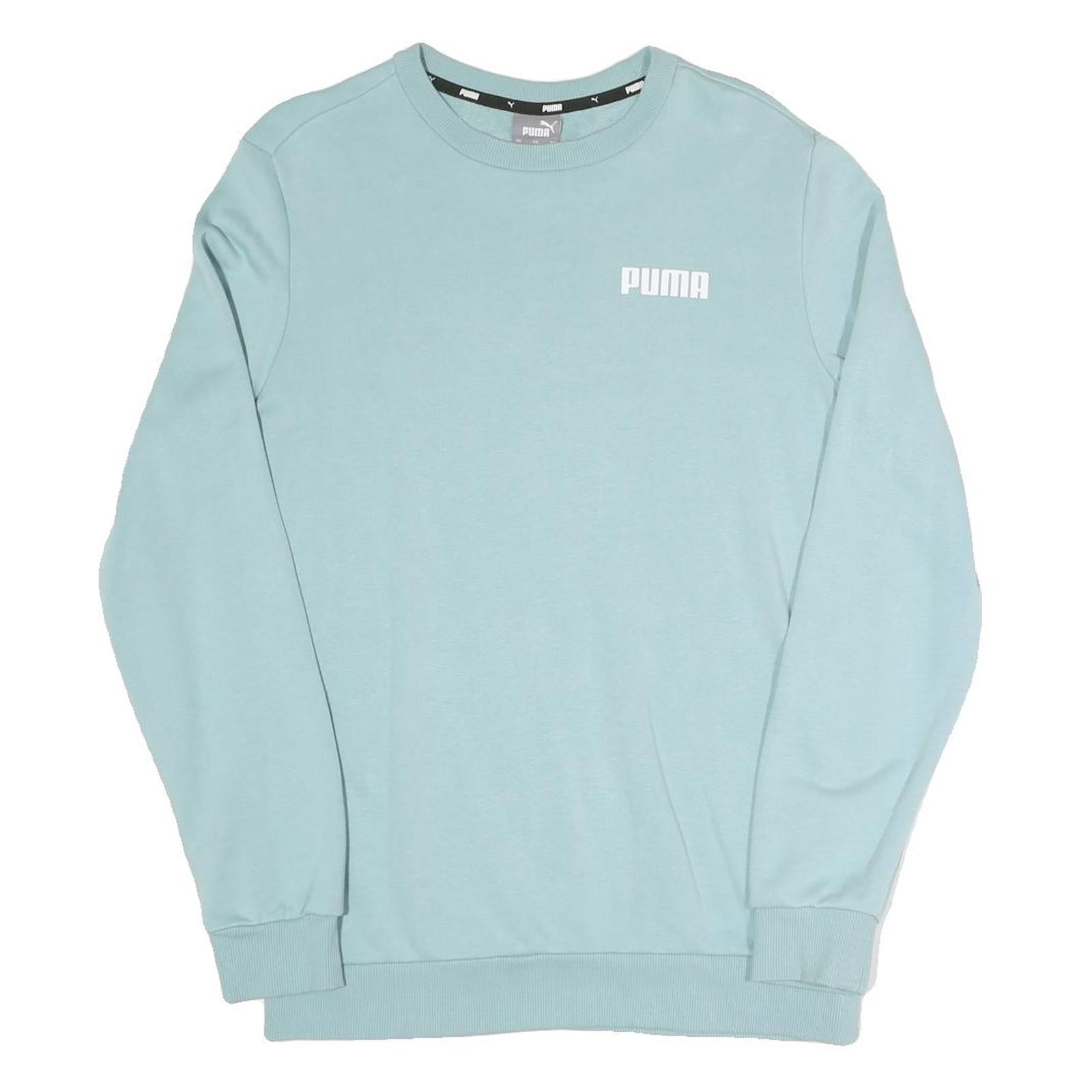 PUMA Mens Blue Crew Neck S Cotton Blend Sweatshirt Pullover Casual Wear