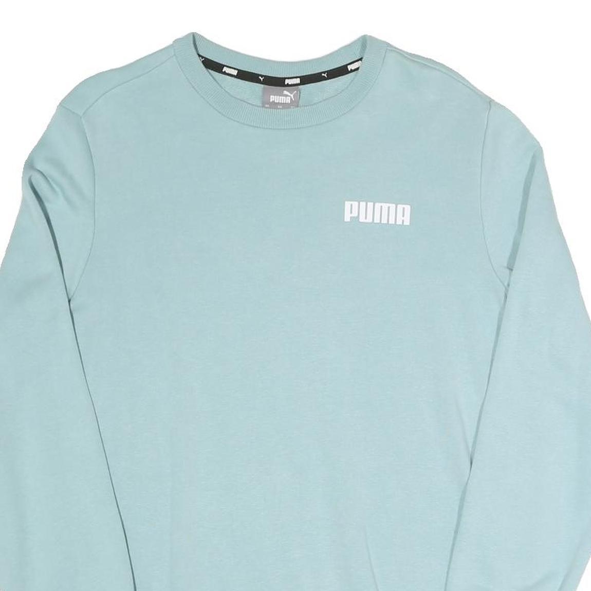 PUMA Mens Blue Crew Neck S Cotton Blend Sweatshirt Pullover Casual Wear