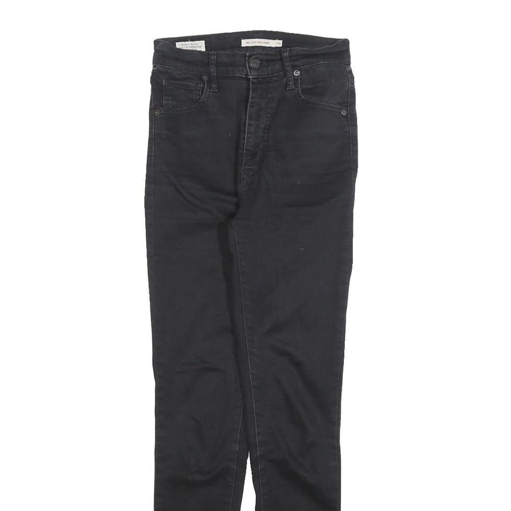 LEVI'S Womens Slim Black Denim Jeans W26 L30 Stretch Comfort Zip Fastening