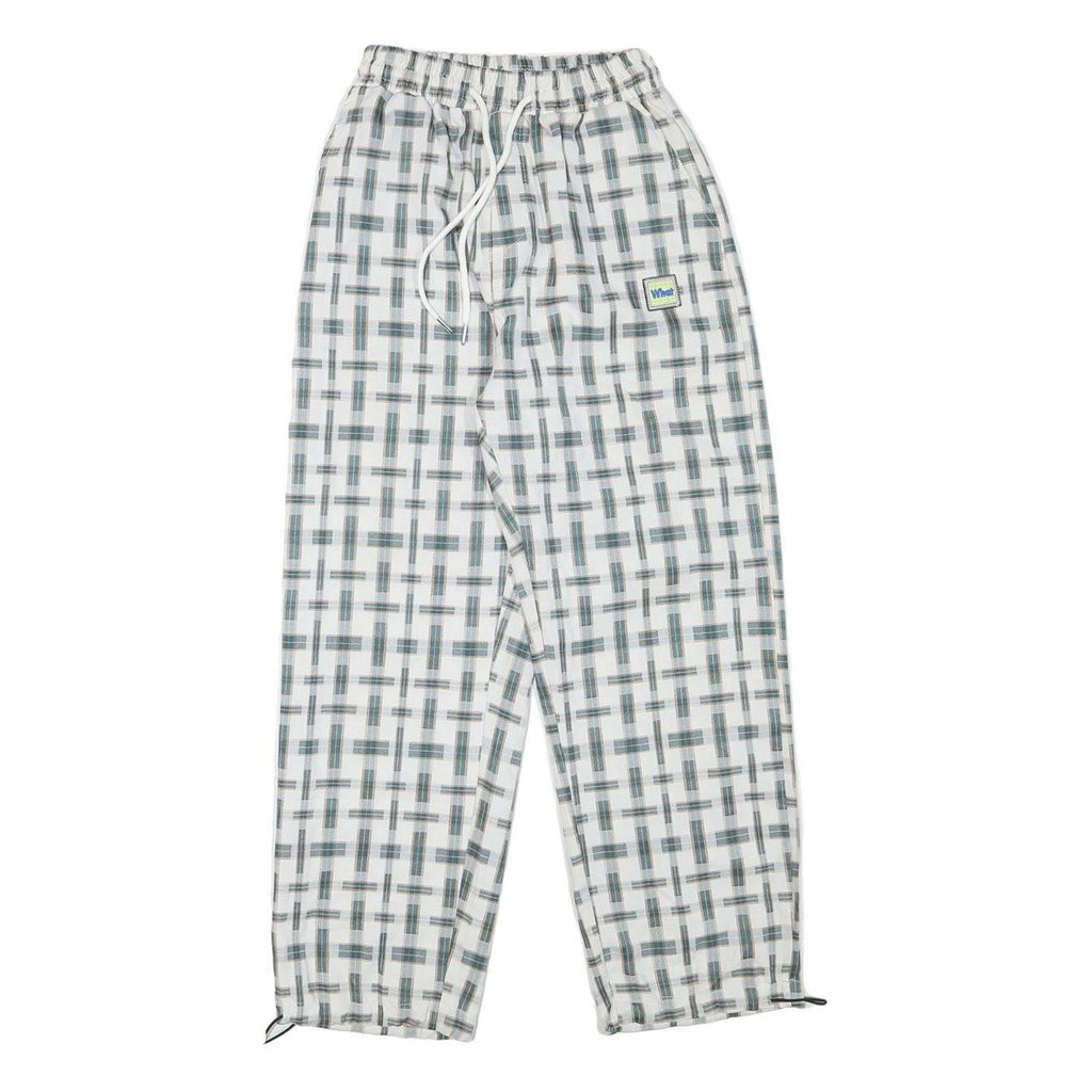 WHAT Womens Polyester Blend White & Grey Relaxed Drawstring Trousers W22 L25