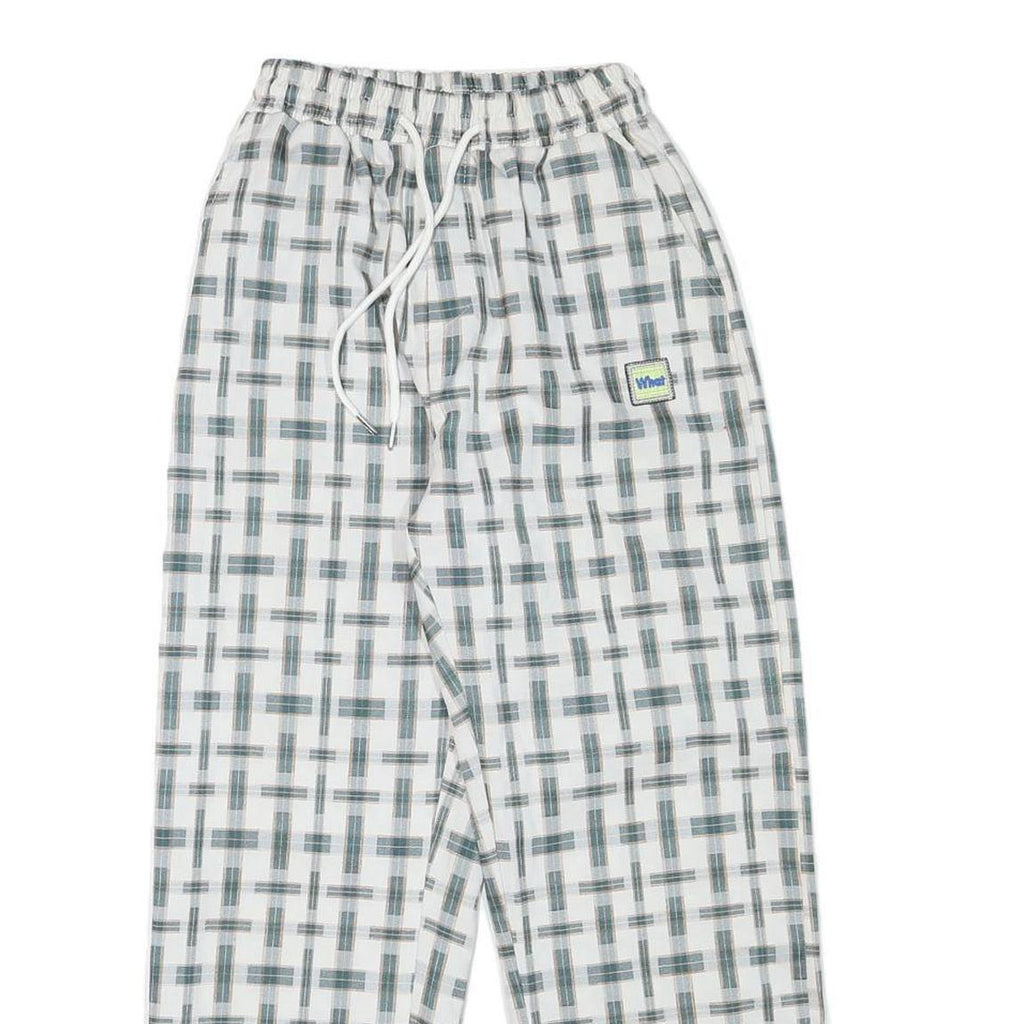 WHAT Womens Polyester Blend White & Grey Relaxed Drawstring Trousers W22 L25