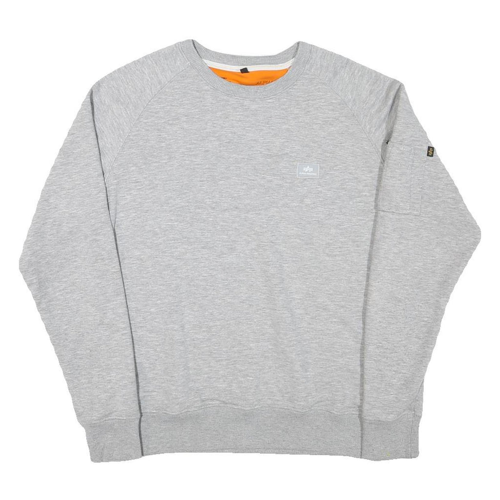 ALPHA INDUSTRIES Mens Grey Cotton Blend Crew Neck S Sweatshirt Casual Pullover