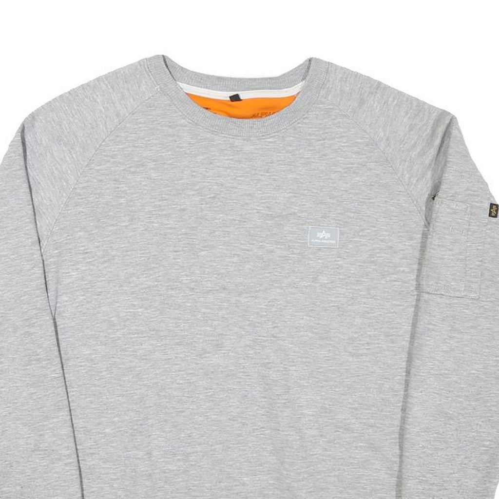 ALPHA INDUSTRIES Mens Grey Cotton Blend Crew Neck S Sweatshirt Casual Pullover