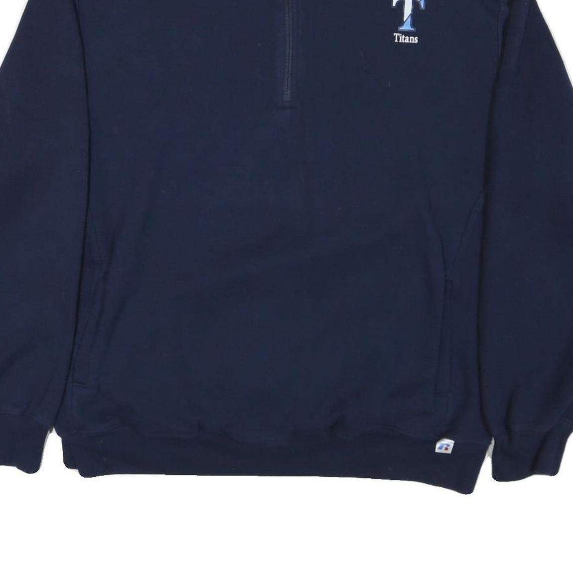 RUSSELL ATHLETIC Mens Blue Nashua North Titans 1/4 Zip Sweatshirt XL Cotton