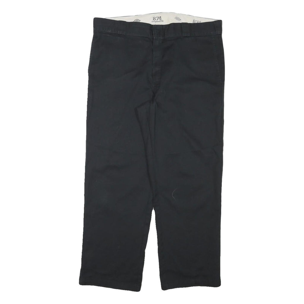 DICKIES Mens Cotton Blend Black Regular Straight Trousers W36 L27 Workwear Zip
