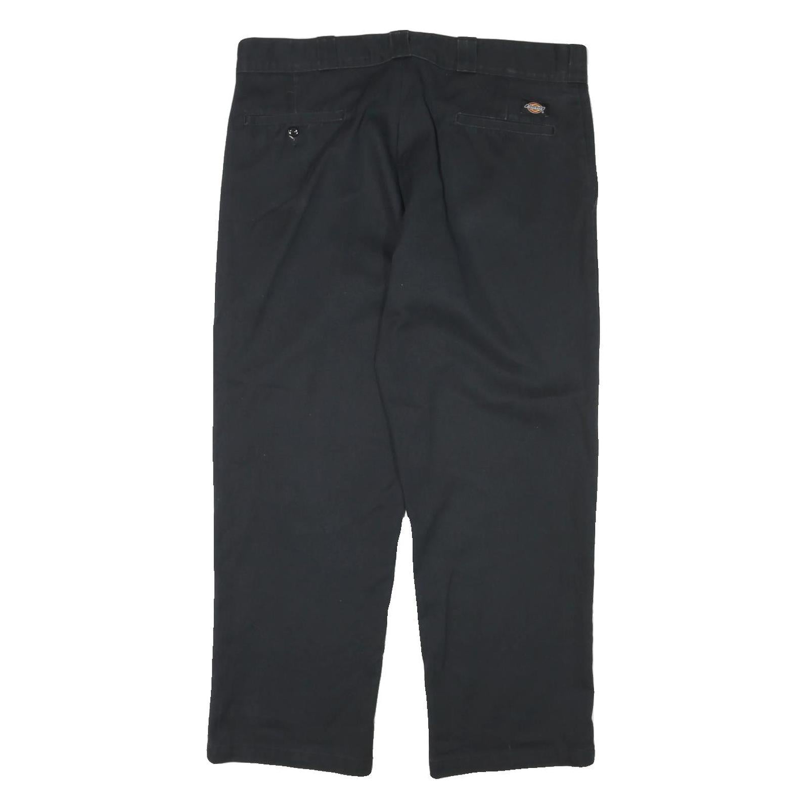 DICKIES Mens Cotton Blend Black Regular Straight Trousers W36 L27 Workwear Zip
