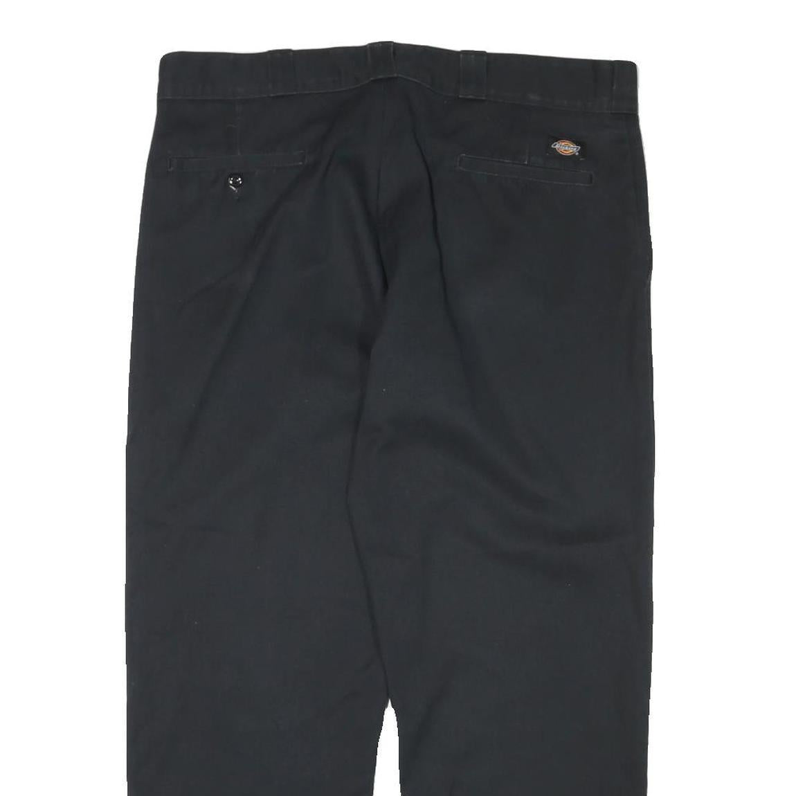 DICKIES Mens Cotton Blend Black Regular Straight Trousers W36 L27 Workwear Zip