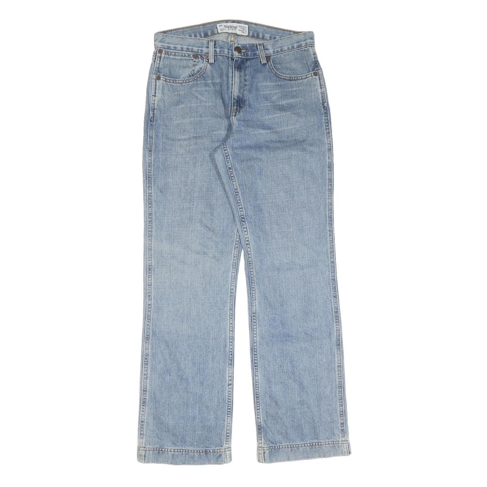 Womens Light Blue Cotton Regular Fit Straight Leg Denim Jeans W32 L32 Zip