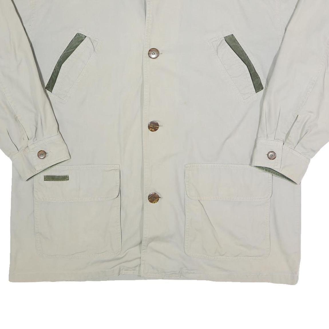 Mens Beige Cotton Button Jacket XL Casual Plain Lightweight Fall Outerwear