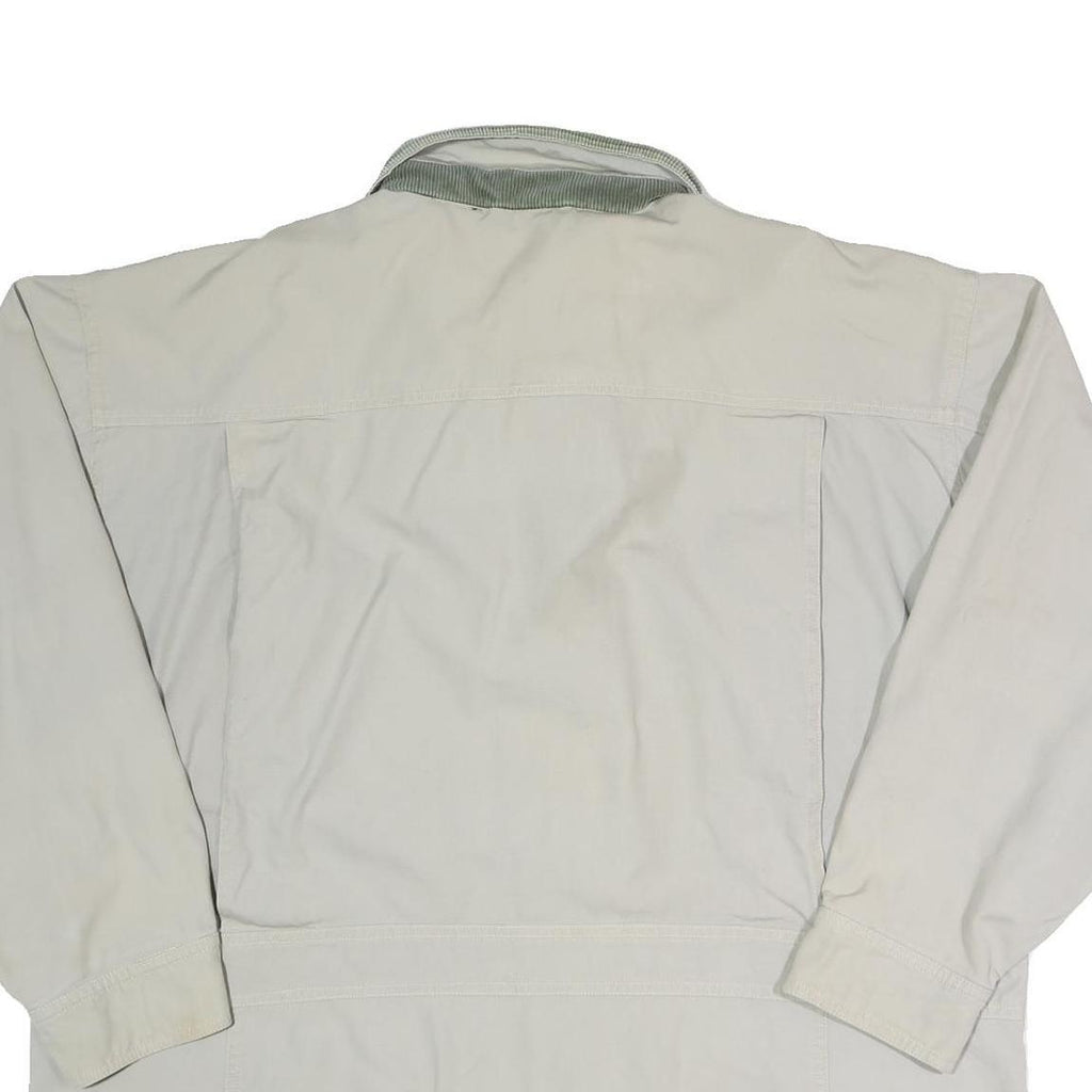 Mens Beige Cotton Button Jacket XL Casual Plain Lightweight Fall Outerwear