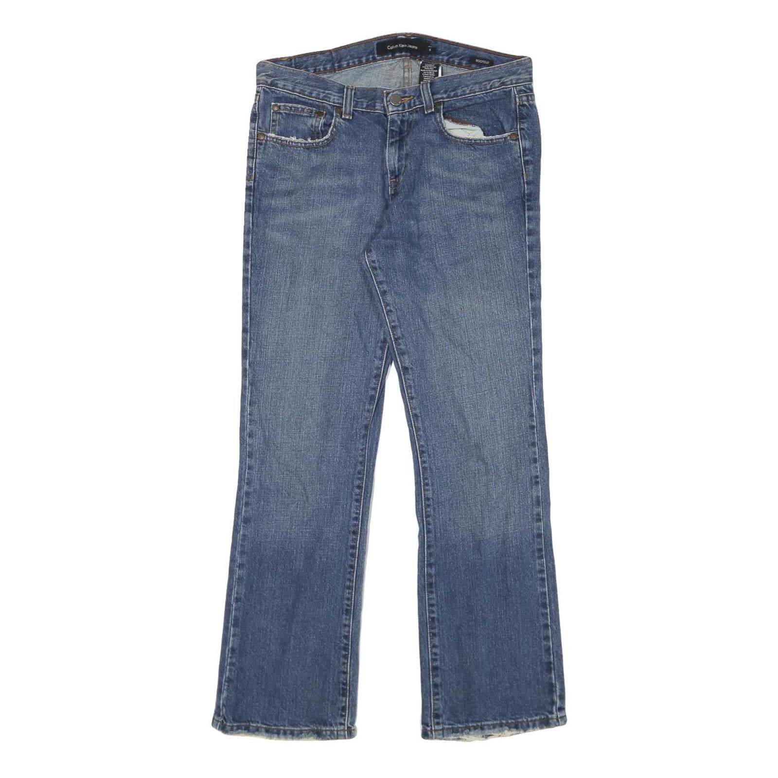 CALVIN KLEIN JEANS Womens Blue Regular Straight Denim Medium W31 L28 Zip Cotton