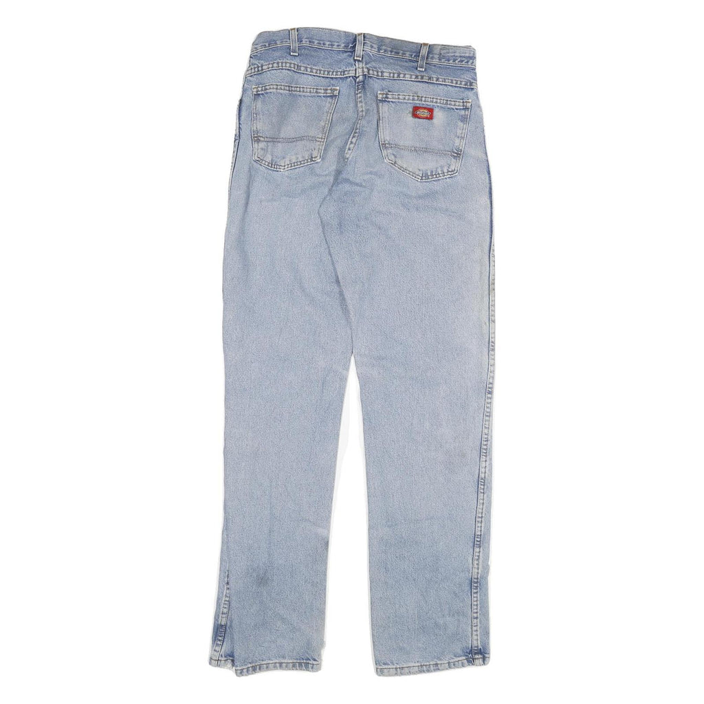 DICKIES Mens Regular Fit Blue Denim Jeans W30 L34 Zip Closure Classic Style