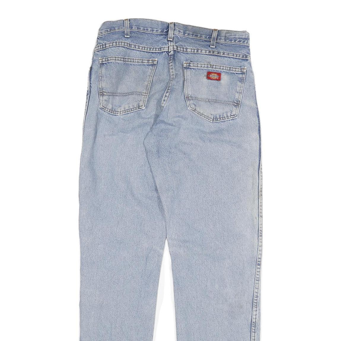 DICKIES Mens Regular Fit Blue Denim Jeans W30 L34 Zip Closure Classic Style