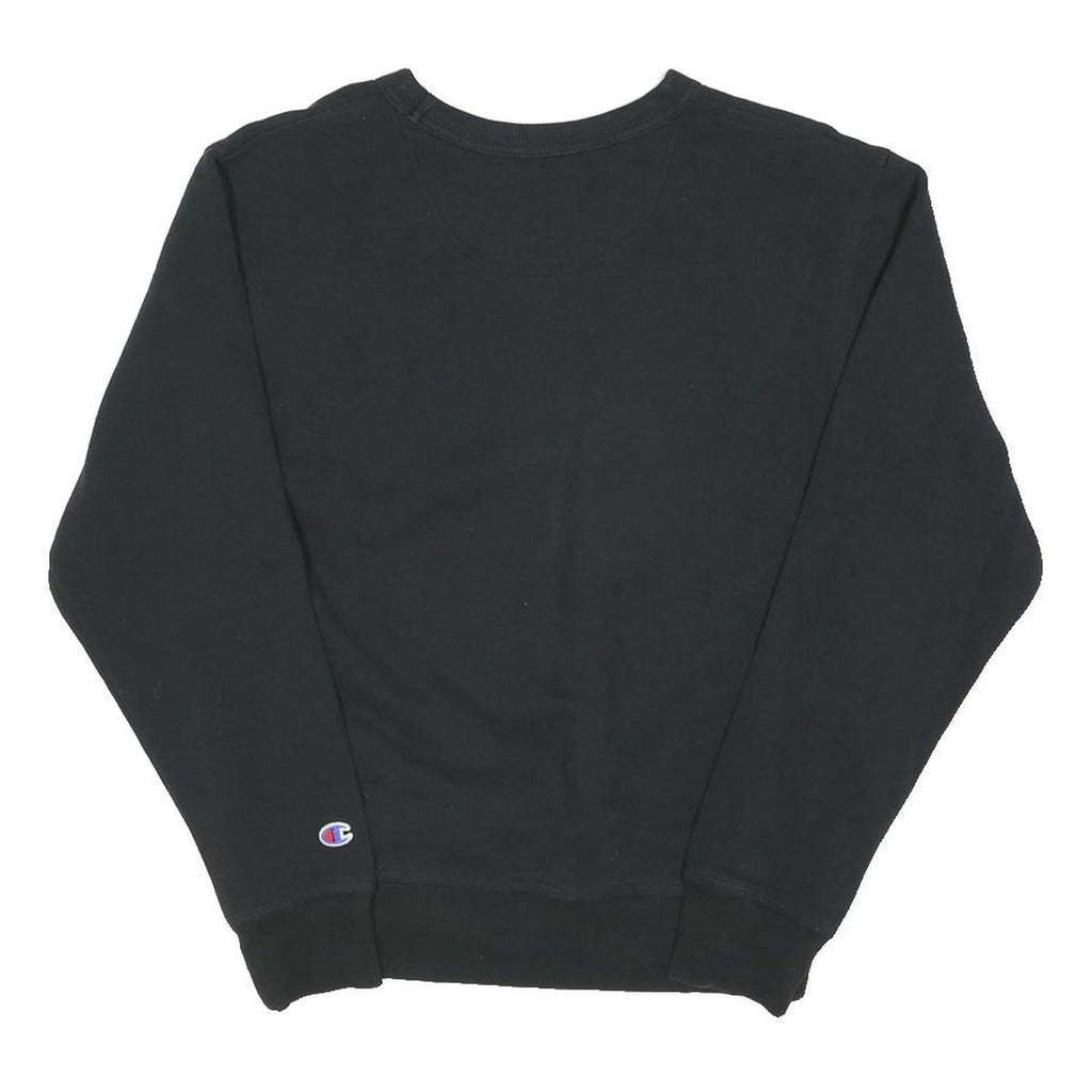 CHAMPION Mens Black S Crew Neck Sweatshirt Classic Logo Embroidered Cotton Blend