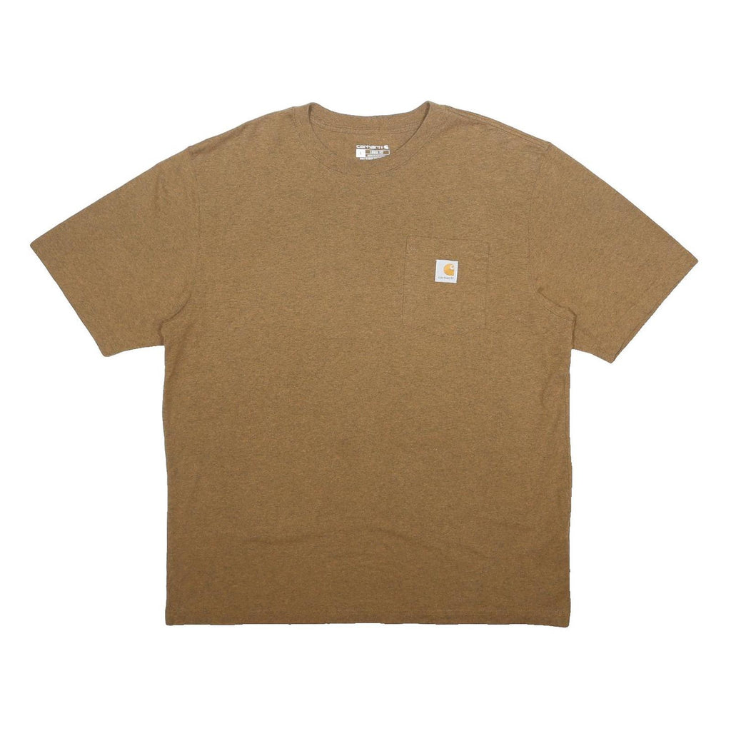 CARHARTT Mens Brown Pocket T-Shirt L Short Sleeve Crew Neck Classic Cotton Blend