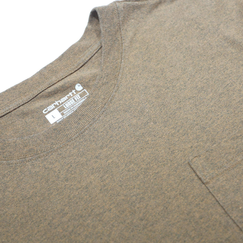 CARHARTT Mens Brown Pocket T-Shirt L Short Sleeve Crew Neck Classic Cotton Blend