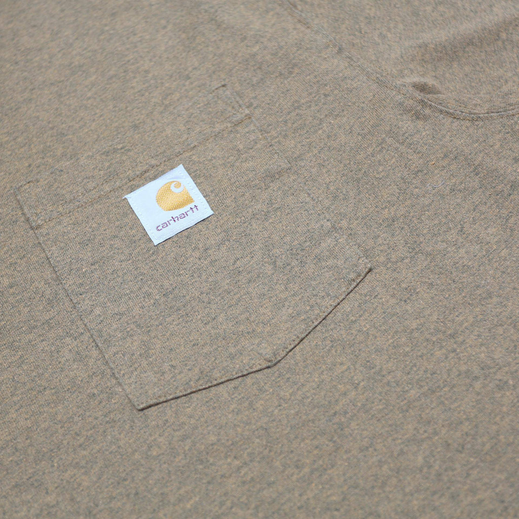 CARHARTT Mens Brown Pocket T-Shirt L Short Sleeve Crew Neck Classic Cotton Blend