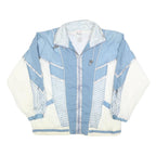 SECOND WIND Womens Blue & White Nylon Zip Jacket S Striped Sport Casual