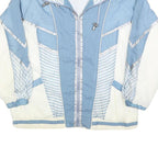 SECOND WIND Womens Blue & White Nylon Zip Jacket S Striped Sport Casual