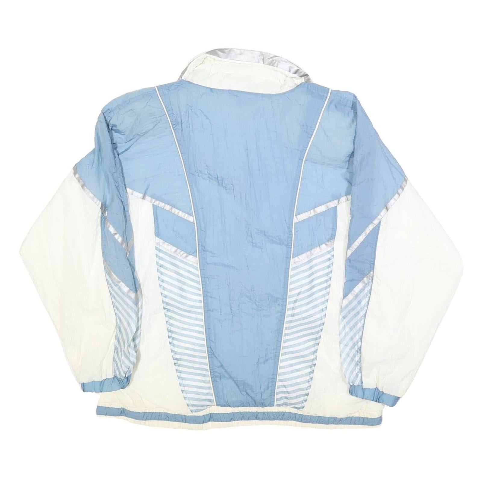 SECOND WIND Womens Blue & White Nylon Zip Jacket S Striped Sport Casual