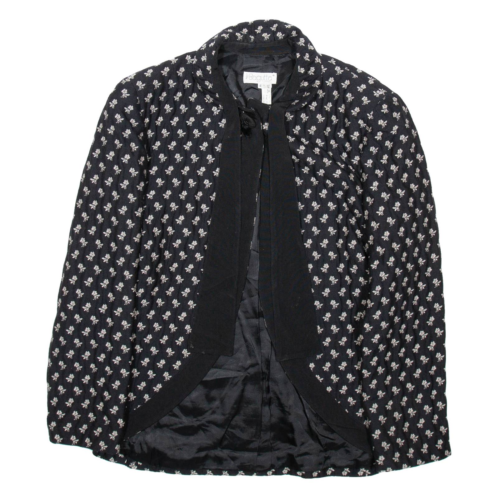 BUGATTI Womens Overcoat Jacket Black Wool Floral M