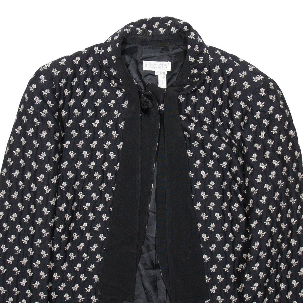 BUGATTI Womens Overcoat Jacket Black Wool Floral M