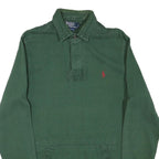 POLO RALPH LAUREN Mens Green Long Sleeve Plain M Cotton Blend Polo Shirt