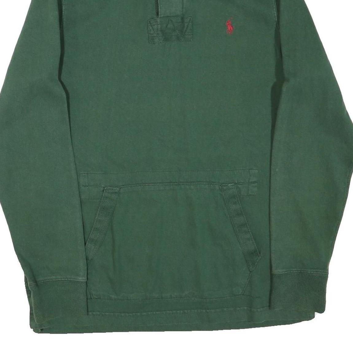 POLO RALPH LAUREN Mens Green Long Sleeve Plain M Cotton Blend Polo Shirt