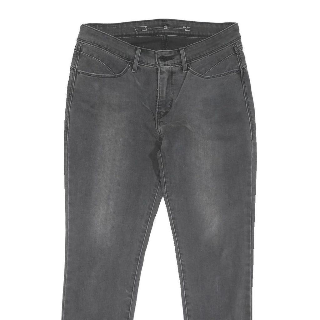 LEVI'S Womens Regular Fit Skinny Black Denim Raw Hem Jeans W28 L27