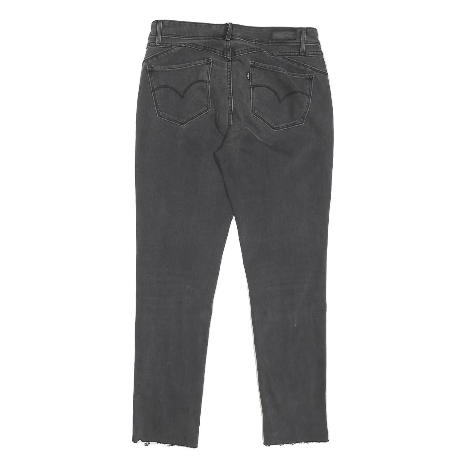 LEVI'S Womens Regular Fit Skinny Black Denim Raw Hem Jeans W28 L27