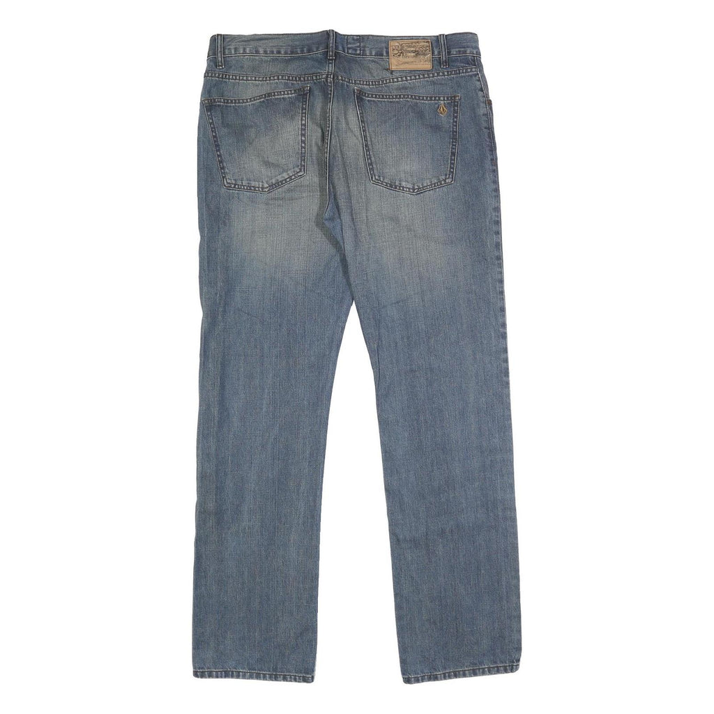 VOLCOM Mens Jeans Blue Regular Straight Denim Light W38 L34 Classic Casual