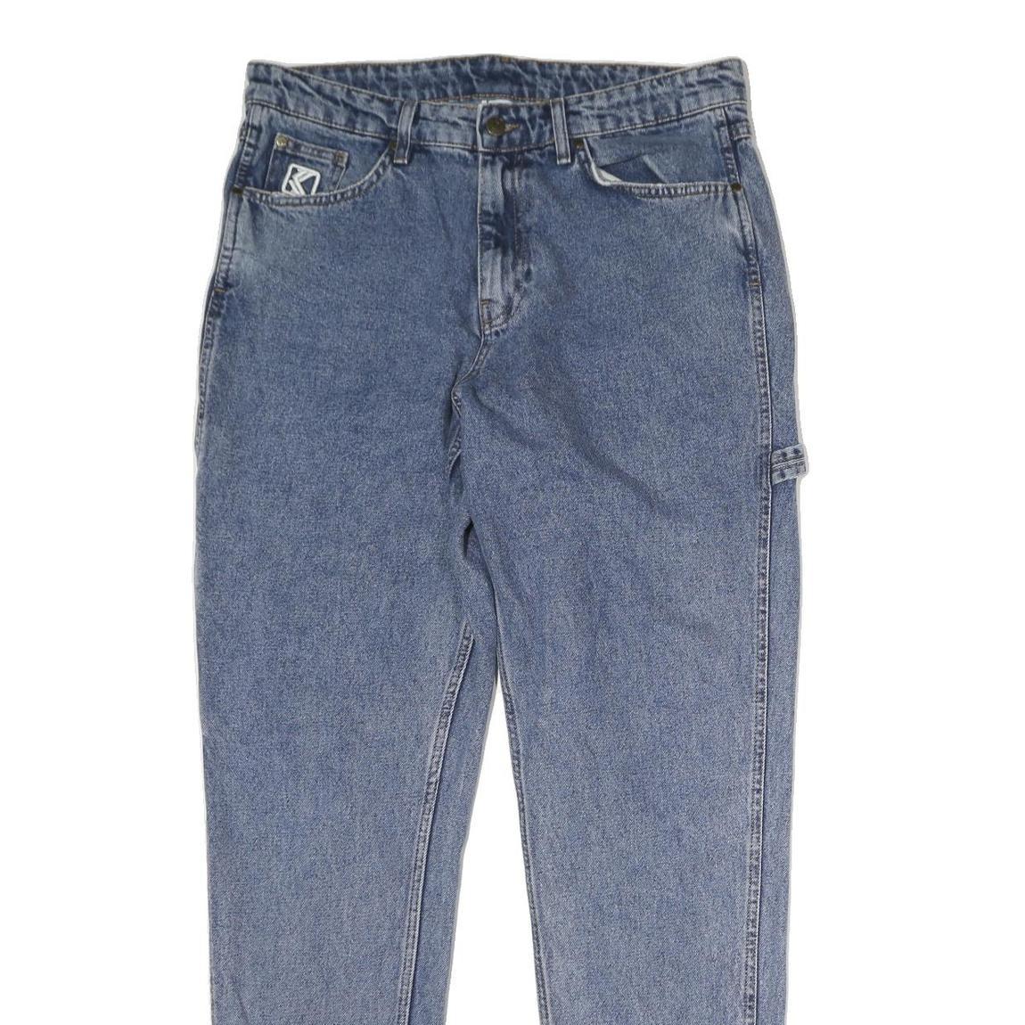 KARL KANI Mens Jeans Blue Regular Straight Denim Medium W36 L33 Logo Embroidery