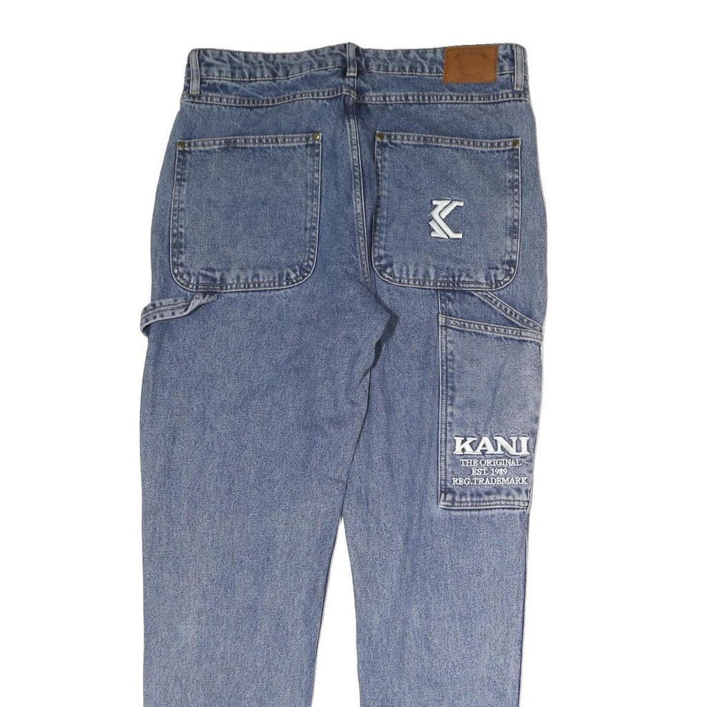 KARL KANI Mens Jeans Blue Regular Straight Denim Medium W36 L33 Logo Embroidery