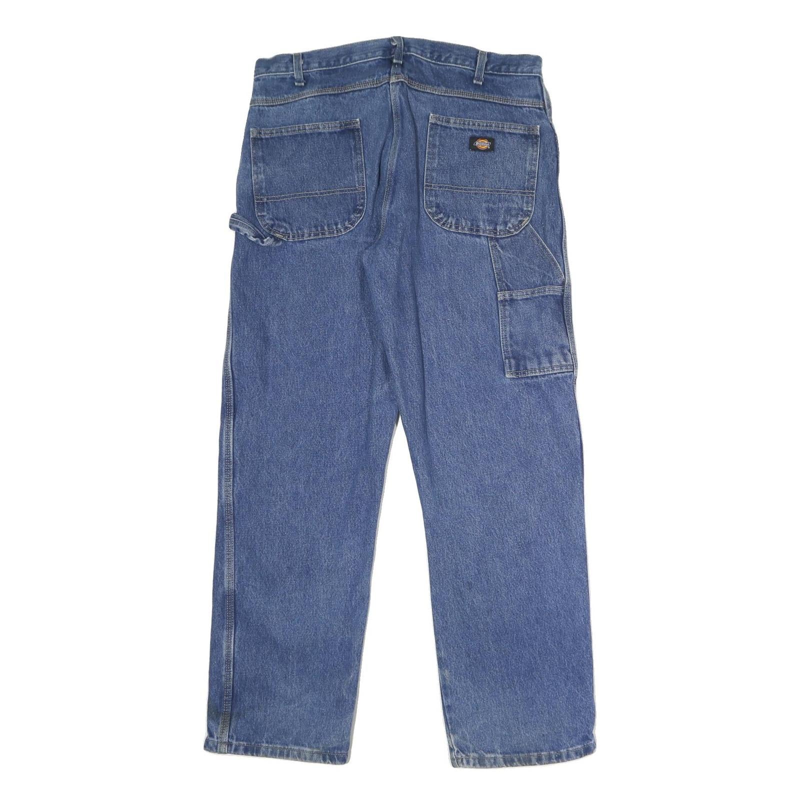 DICKIES Mens Relaxed Blue Denim Jeans W36 L32 Workwear Utility Zip