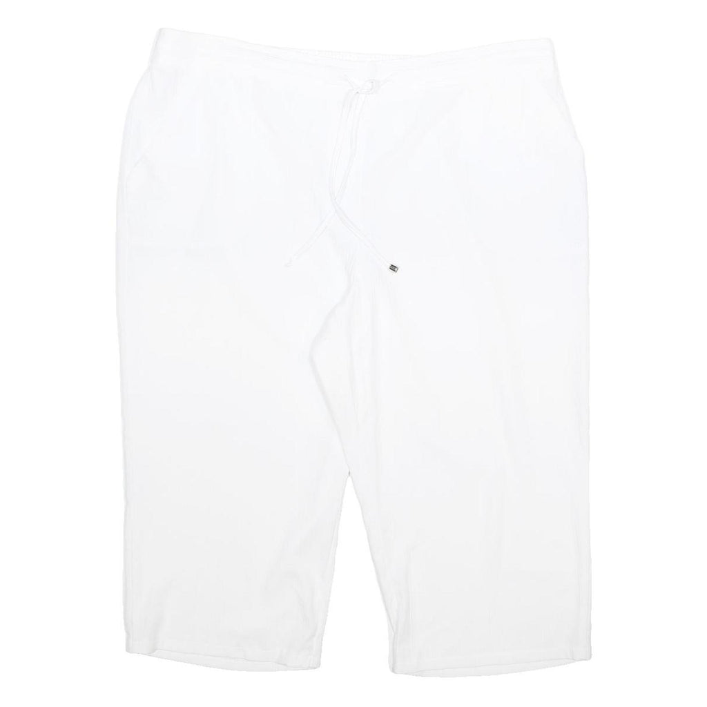 PAPAYA Womens White Relaxed Straight Woven Trousers W40 L19 Drawstring Waist