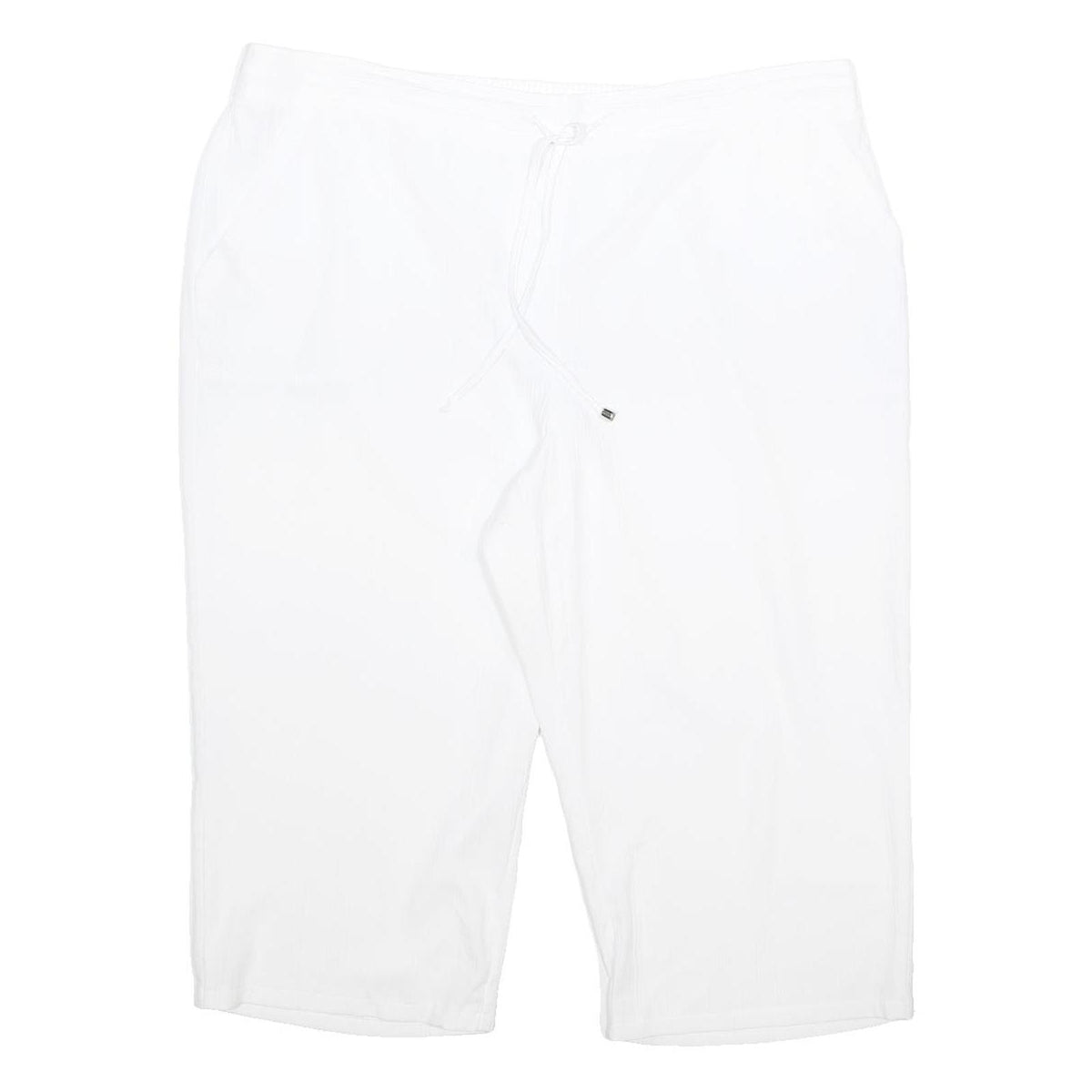 PAPAYA Womens White Relaxed Straight Woven Trousers W40 L19 Drawstring Waist