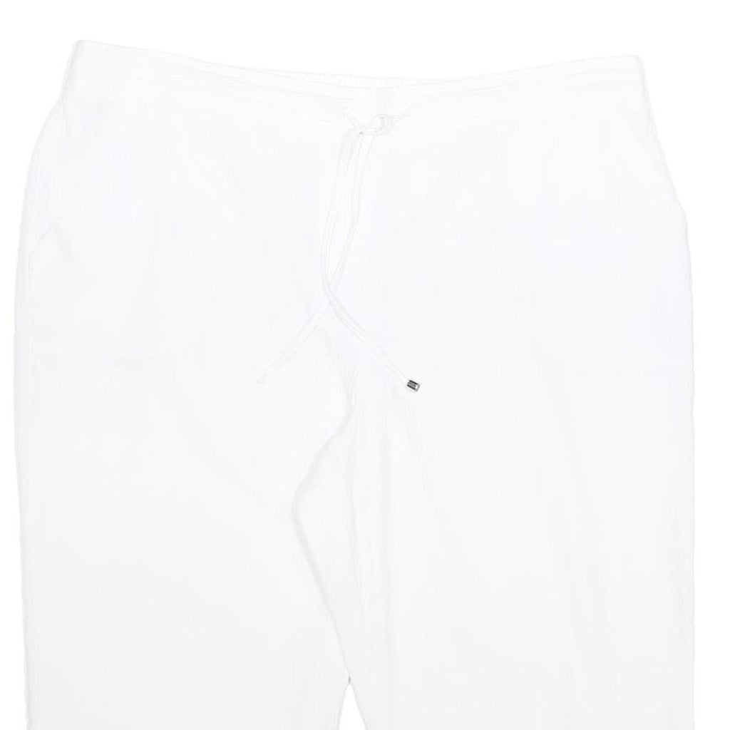 PAPAYA Womens White Relaxed Straight Woven Trousers W40 L19 Drawstring Waist