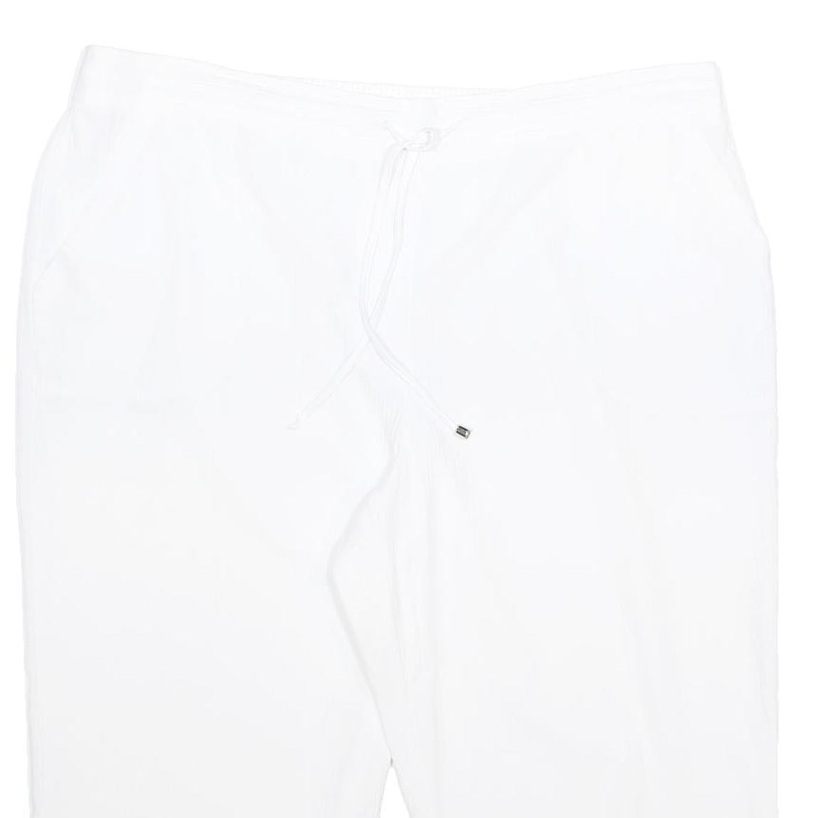 PAPAYA Womens White Relaxed Straight Woven Trousers W40 L19 Drawstring Waist