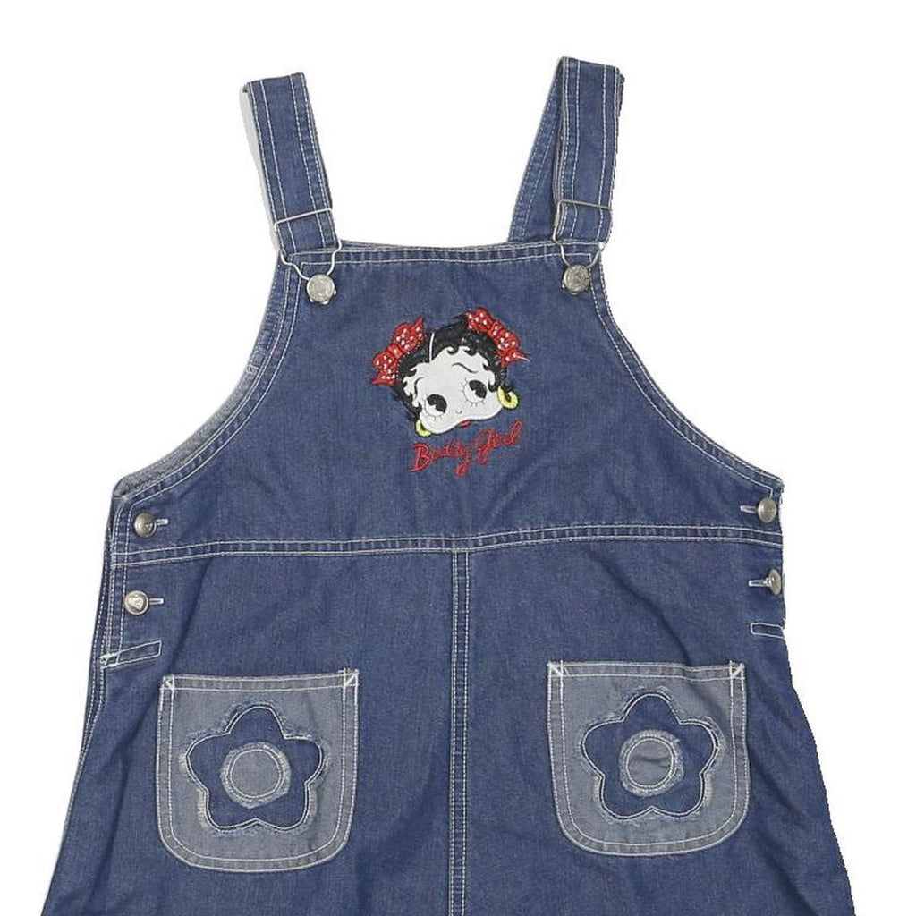 Girls Blue Denim Betty Boop Cotton Blend Pinafore Dress Sleeveless 9Y