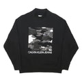 CALVIN KLEIN JEANS Womens Black Cotton Blend Pullover Sweatshirt S Logo Print