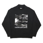 CALVIN KLEIN JEANS Womens Black Cotton Blend Pullover Sweatshirt S Logo Print