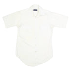 VAN HEUSEN Mens White Plain Short Sleeve Shirt S Cotton Button Collar Casual