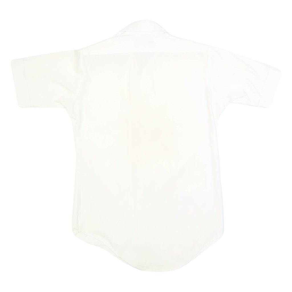 VAN HEUSEN Mens White Plain Short Sleeve Shirt S Cotton Button Collar Casual