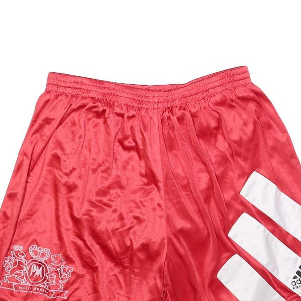 ADIDAS Mens Shorts Red White Casual M W28 Polyester Blend Sports Logo Design