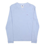 ADIDAS Womens Light Blue Plain Cotton V-Neck Basic Knit Jumper UK 10 Sporty