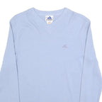 ADIDAS Womens Light Blue Plain Cotton V-Neck Basic Knit Jumper UK 10 Sporty
