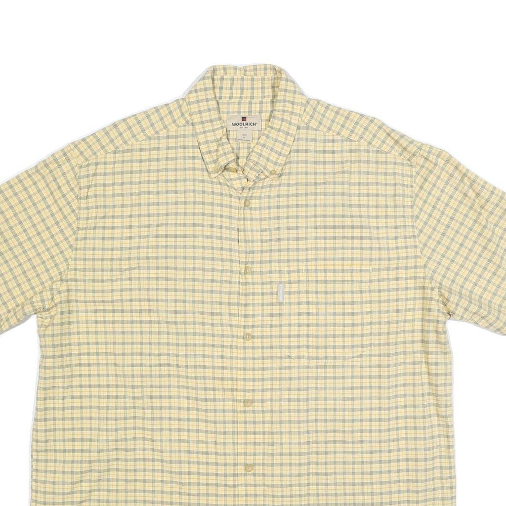 WOOLRICH Mens Yellow & Blue Checked Cotton Shirt XL Summer Casual Short Sleeve