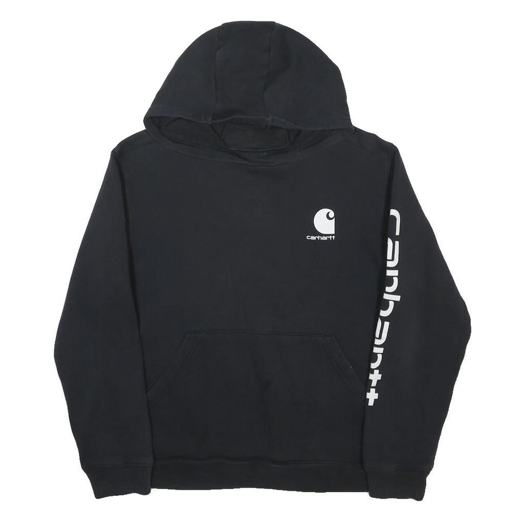CARHARTT Boys Black Hoodie 15Y Cotton Blend Pullover Hooded Sweatshirt